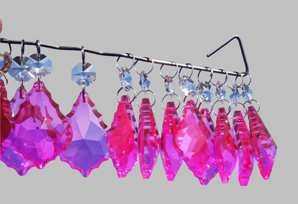 12 Hot Pink Leaf 50 mm 2" Chandelier Crystals Drops Beads Droplets Christmas Wedding Decorations