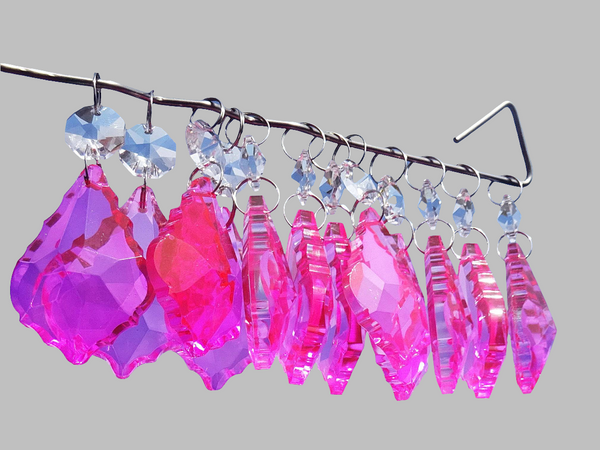 12 Hot Pink Leaf 50 mm 2" Chandelier Crystals Drops Beads Droplets Christmas Wedding Decorations