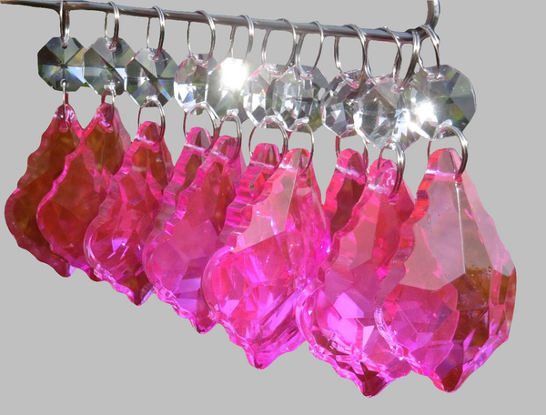 12 Hot Pink Leaf 50 mm 2" Chandelier Crystals Drops Beads Droplets Christmas Wedding Decorations