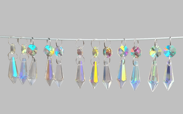 12 Aurora Borealis Torpedo 37 mm 1.5" Chandelier Crystals Drops Beads Droplets Christmas Decorations