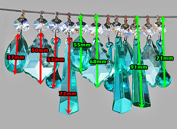 12 Aqua Marine Turquoise Green Chandelier Drops Cut Glass UK Crystals Beads Droplets Light Parts Sun Catchers a