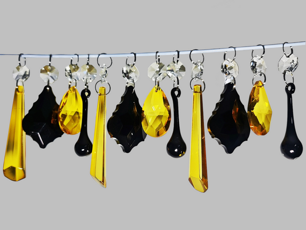 12 Chandelier Drops Halloween Fall Colours Cut Glass Crystals Beads Prisms Droplets Lamp Light Parts 9