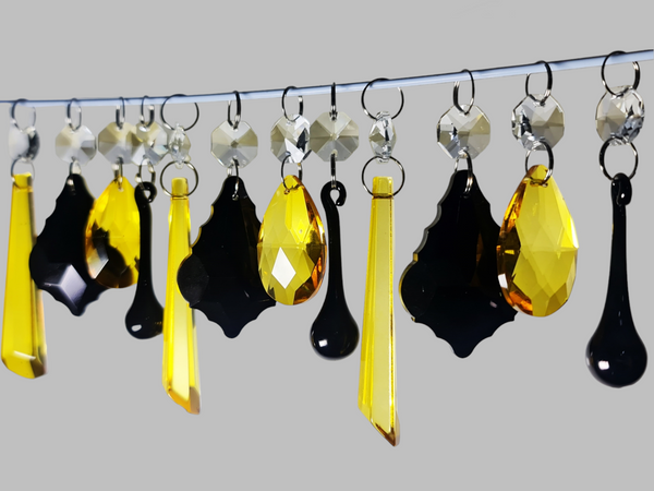 12 Chandelier Drops Halloween Fall Colours Cut Glass Crystals Beads Prisms Droplets Lamp Light Parts 3