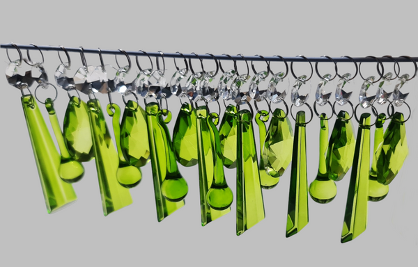 20 Sage Green Chandelier Drops Cut Glass Crystals Beads Prisms Droplets Light Lamp Parts 3
