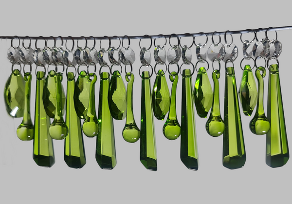 20 Sage Green Chandelier Drops Cut Glass Crystals Beads Prisms Droplets Light Lamp Parts 13