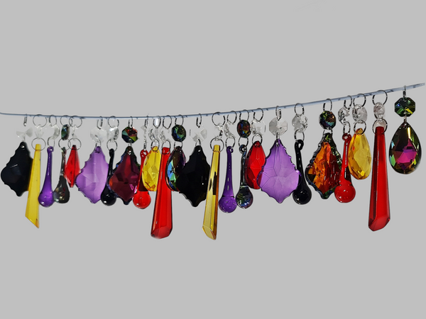 24 Chandelier Drops Gothic Halloween Autumn Fall Decorations Glass Crystals Beads Droplets 6