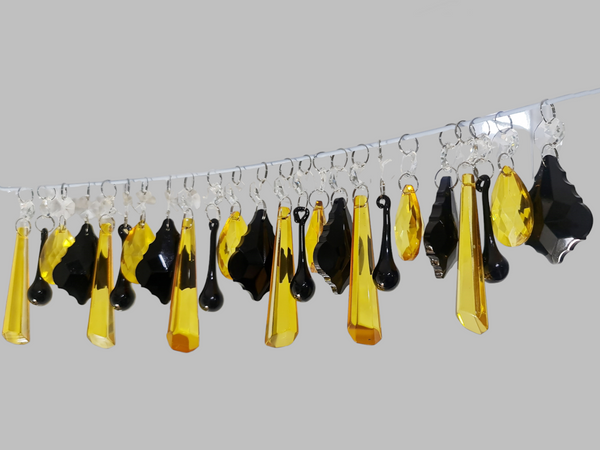 24 Chandelier Drops Halloween Autumn Fall Decorations Cut Glass Crystals Beads Prisms Droplets 5