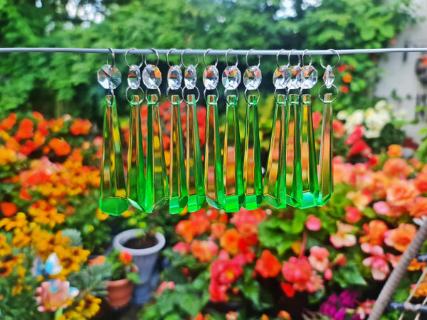 1 Emerald Green Cut Glass Icicles 72 mm 3" Chandelier Crystals Drops Beads Droplets Lamp Parts 10