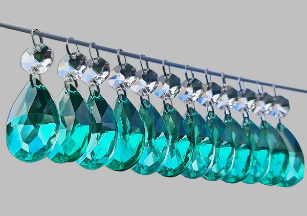 12 Aqua Marine Green Oval 37 mm 1.5" UK Chandelier Crystals Drops Beads Droplets Christmas Decorations 5