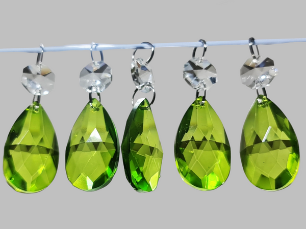 1 Sage Green Cut Glass Oval 37 mm UK Chandelier Crystals Droplets Beads Drops Lamp Light Parts 3