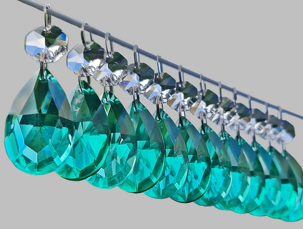 12 Aqua Marine Green Oval 37 mm 1.5" UK Chandelier Crystals Drops Beads Droplets Christmas Decorations 9