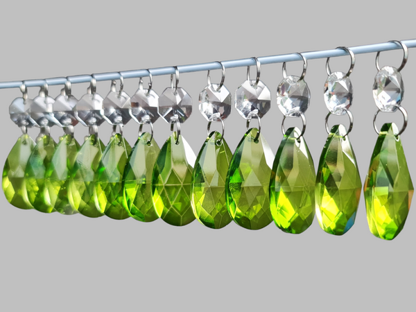 12 Sage Green Oval 37 mm Chandelier UK Crystals Drops Beads Droplets Christmas Decorations 6
