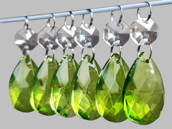 1 Sage Green Cut Glass Oval 37 mm UK Chandelier Crystals Droplets Beads Drops Lamp Light Parts 7