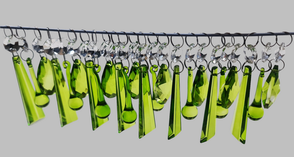 24 Sage Green Chandelier Drops Cut Glass UK Crystals Beads Christmas Tree Decorations Sun Catchers 8