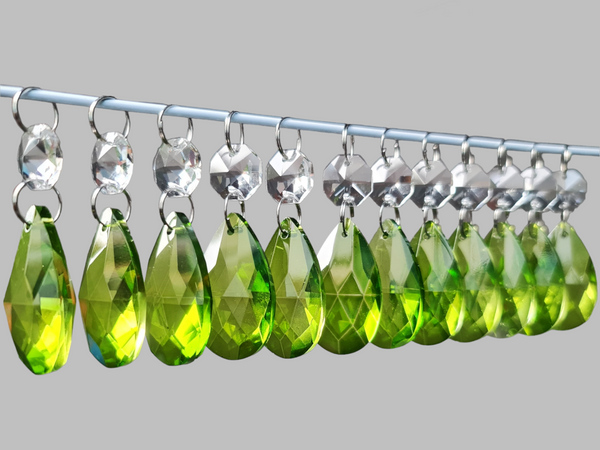 12 Sage Green Oval 37 mm Chandelier UK Crystals Drops Beads Droplets Christmas Decorations 1