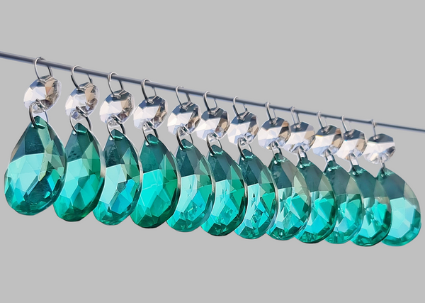 12 Aqua Marine Green Oval 37 mm 1.5" UK Chandelier Crystals Drops Beads Droplets Christmas Decorations 7