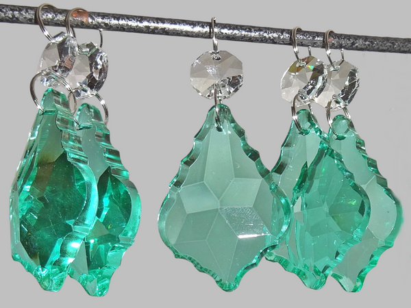 1 Aqua Marine Cut Glass Leaf 50 mm 2" Chandelier Crystals UK Drops Beads Droplets Light Lamp Parts 7