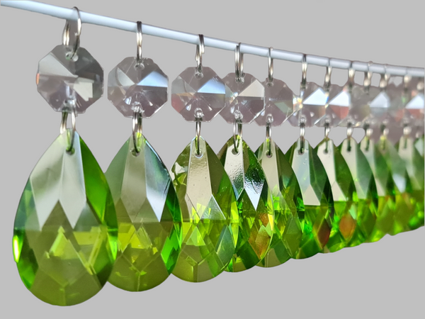 1 Sage Green Cut Glass Oval 37 mm UK Chandelier Crystals Droplets Beads Drops Lamp Light Parts 9