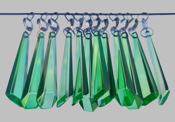 12 Emerald Green Icicles 72 mm 3" Chandelier Crystals Drops Beads Droplets Christmas Decorations 4
