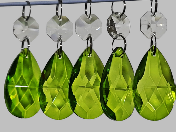 1 Sage Green Cut Glass Oval 37 mm UK Chandelier Crystals Droplets Beads Drops Lamp Light Parts 5