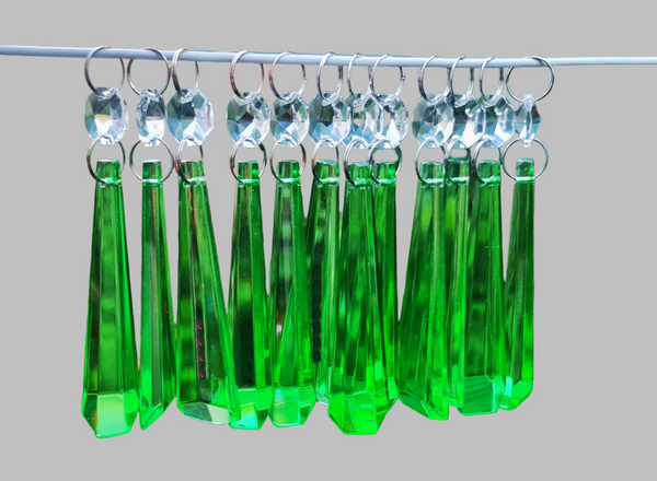 12 Emerald Green Icicles 72 mm 3" Chandelier Crystals Drops Beads Droplets Christmas Decorations 10