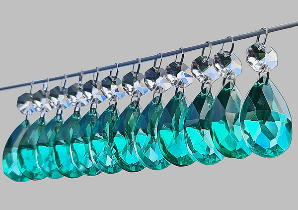 12 Aqua Marine Green Oval 37 mm 1.5" UK Chandelier Crystals Drops Beads Droplets Christmas Decorations 11