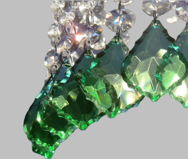 1 Emerald Green Cut Glass Leaf 50 mm 2" Chandelier UK Crystals Drops Beads Droplets Light Parts 13