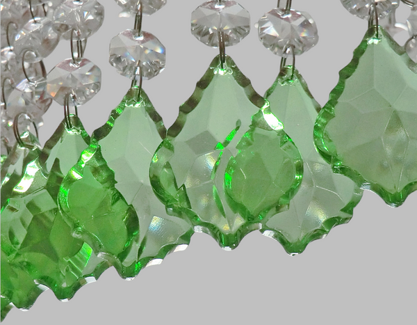 1 Emerald Green Cut Glass Leaf 50 mm 2" Chandelier UK Crystals Drops Beads Droplets Light Parts 7