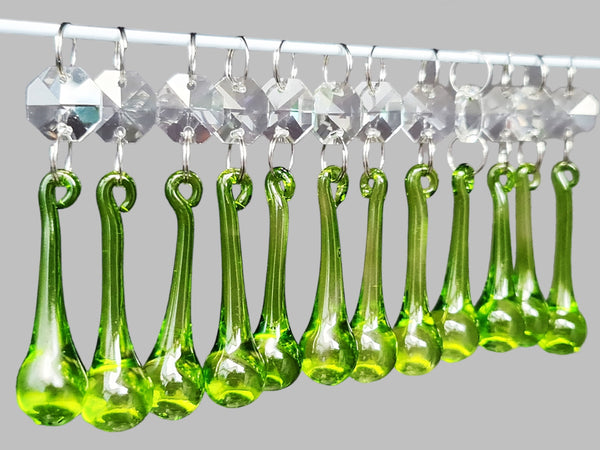 12 Sage Green Orbs 53 mm 2" Chandelier Crystals Droplets Beads Decorations Sun Catchers Drops 1