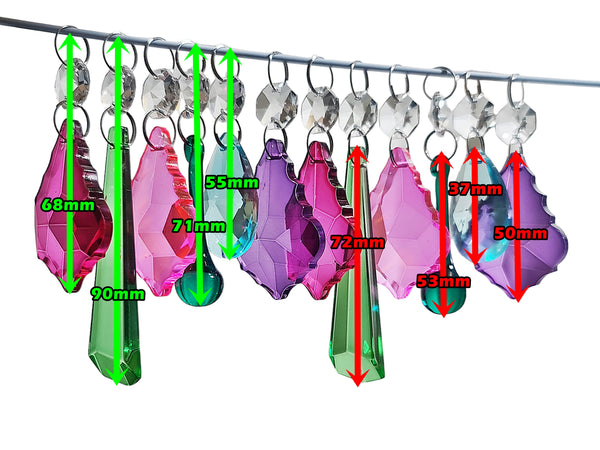 12 Chandelier Drops Summer Colour Cut Glass Crystals Droplets Beads Light Lamp Parts Prisms 3