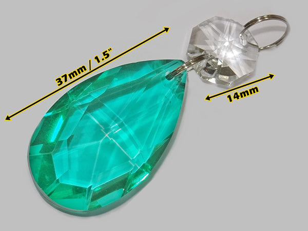 1 Aqua Marine Green Cut Glass Oval 37 mm 1.5" Chandelier Crystals UK Drops Beads Droplets Light Parts