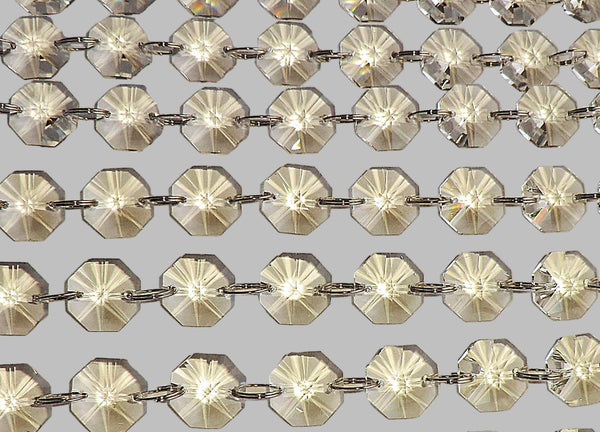 10 Strands Clear 16mm Octagon Chandelier Drops Glass Crystals 2.1m Garland Beads Droplets 8
