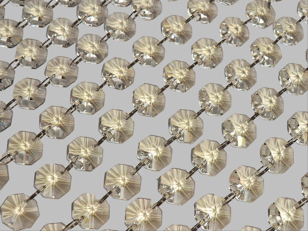 10 Strands Clear 16mm Octagon Chandelier Drops Glass Crystals 2.1m Garland Beads Droplets 9