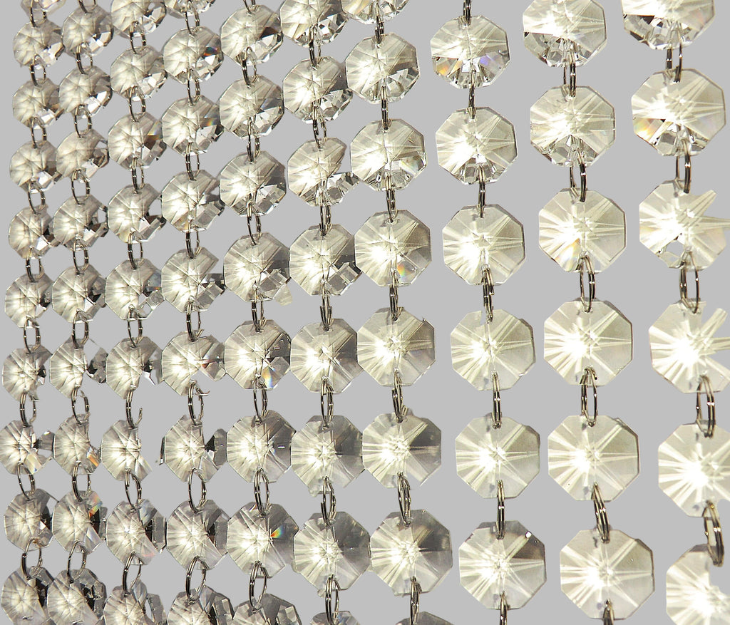10 Strands Clear 18mm Octagon Chandelier Drops Glass Crystals 2.25m Garland Beads Droplets 10