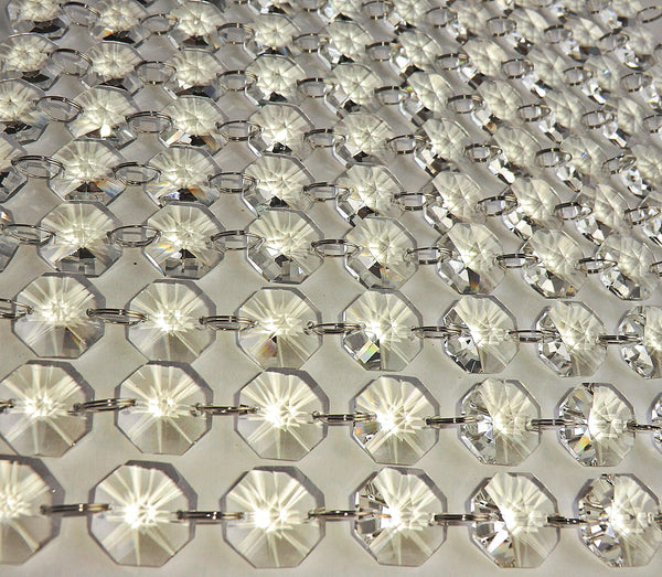 10 Strands Clear 18mm Octagon Chandelier Drops Glass Crystals 2.25m Garland Beads Droplets 11