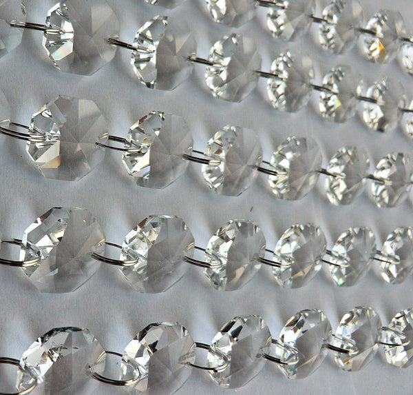 10 Strands Clear 18mm Octagon Chandelier Drops Glass Crystals 2.25m Garland Beads Droplets 7