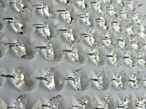 10 Strands Clear 18mm Octagon Chandelier Drops Glass Crystals 2.25m Garland Beads Droplets 9