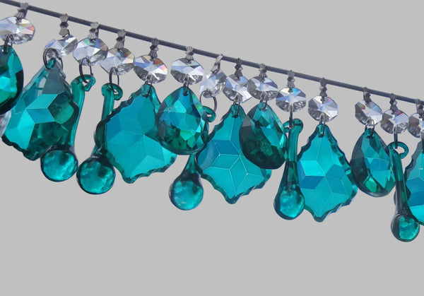 24 Peacock Chandelier Drops Crystals Beads Prisms Bundle Cut Glass Mix Droplets Pendant Light Parts 4