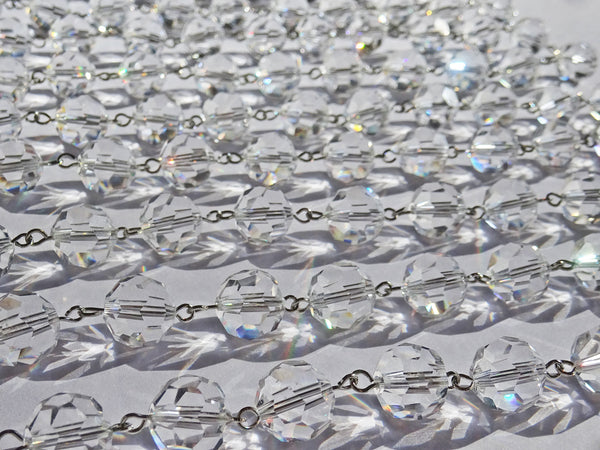 1 Strand 12mm Clear Transparent Chandelier Ball Drops Cut Glass Crystals Garlands Beads Droplets 9