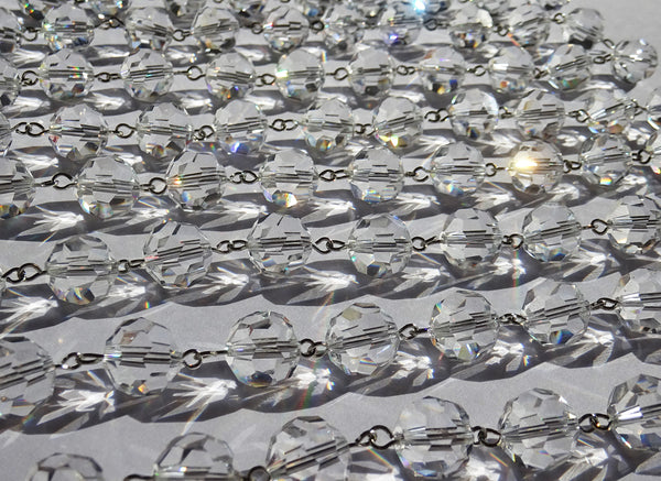 10 Strands Clear 12mm Chandelier Ball Drops Glass Crystals 1.68m Garland Beads Droplets - Seear Lights
