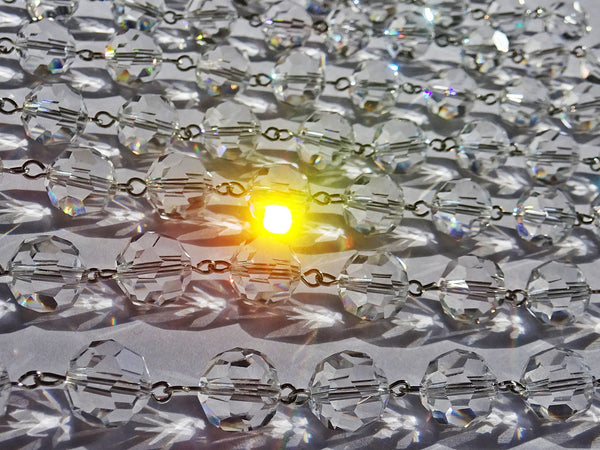 1 Strand 12mm Clear Transparent Chandelier Ball Drops Cut Glass Crystals Garlands Beads Droplets 3