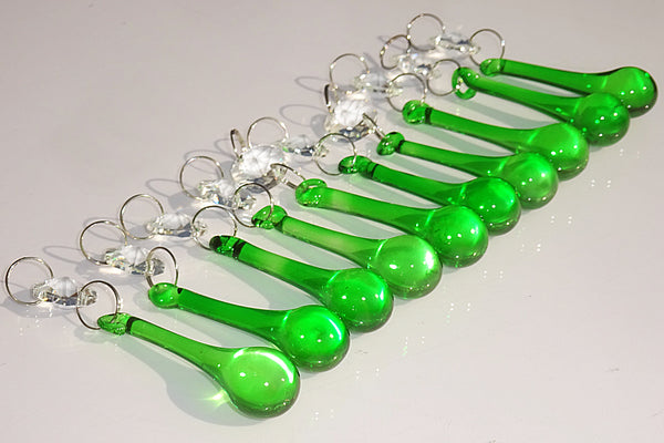 Emerald Green Cut Glass Orbs 53 mm 2" Chandelier Crystals Droplets Beads Drops 9