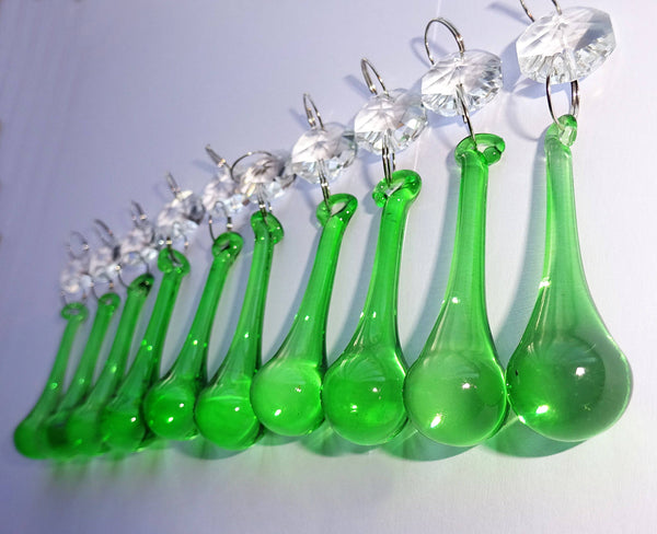 Emerald Green Cut Glass Orbs 53 mm 2" Chandelier Crystals Droplets Beads Drops 7