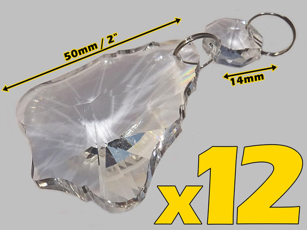 12 Clear 50mm 2" Bell Chandelier Glass Crystals Beads Droplets Garden Window Decorations 2