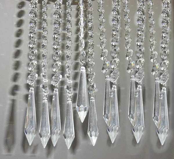 1 Chain Strand Clear Glass Torpedo XL 13.4 inch Chandelier Drops Crystals Beads Garland 14