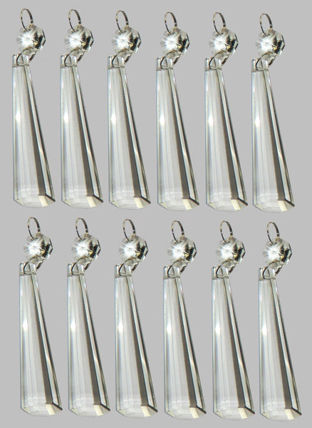 12 Clear Icicles 72mm 3" Chandelier Crystals Drops Beads Droplets Garden Window Decorations 11