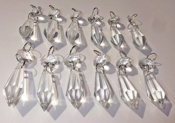 12 Clear Torpedo 37mm Chandelier Crystals Drops Beads Droplets Garden Window Decorations 6