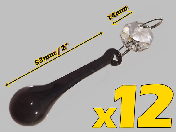 12 Black Orbs 53mm 2" Chandelier Crystals Droplets Beads Light Droplets Christmas Tree Decorations 2