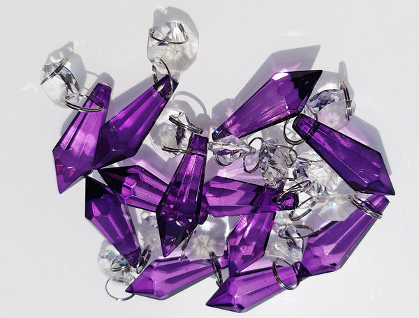 12 Purple Torpedo 37 mm 1.5" Chandelier Crystals Drops Beads Droplets Christmas Decorations 10