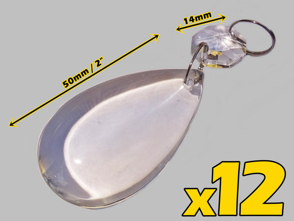 12 Clear Smooth Oval 50mm 2" Chandelier Crystals Drops Beads Droplets Home & Garden Decorations 1